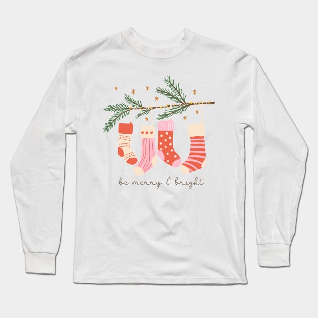 Hand Drawn Christmas Socks Funny Long Sleeve T-Shirt by Culnaneandreas.Fashion